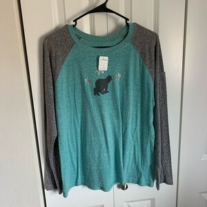 Artisan Gray and Teal Long Sleeve Top